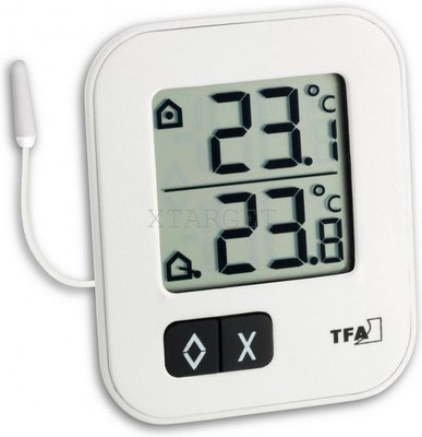 Термометр цифровий TFA Moxx зовнішній провідний датчик білий 69x58x34 мм 30104302 фото