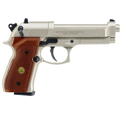 Пистолет пневматический Beretta 92 FS никель с деревяными накладками 419.00.03 419.00.03 фото