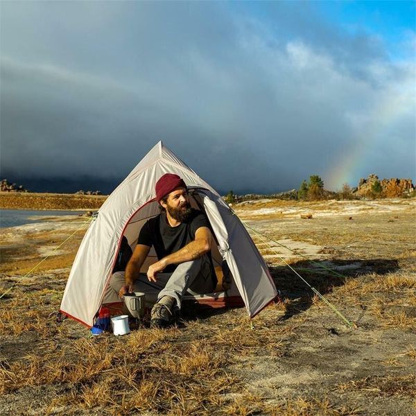 Суперлегкая одноместная палатка Naturehike Cloud Up 1 Обновлен NH18T010-T, 20d, серый Red 6927595730522 фото