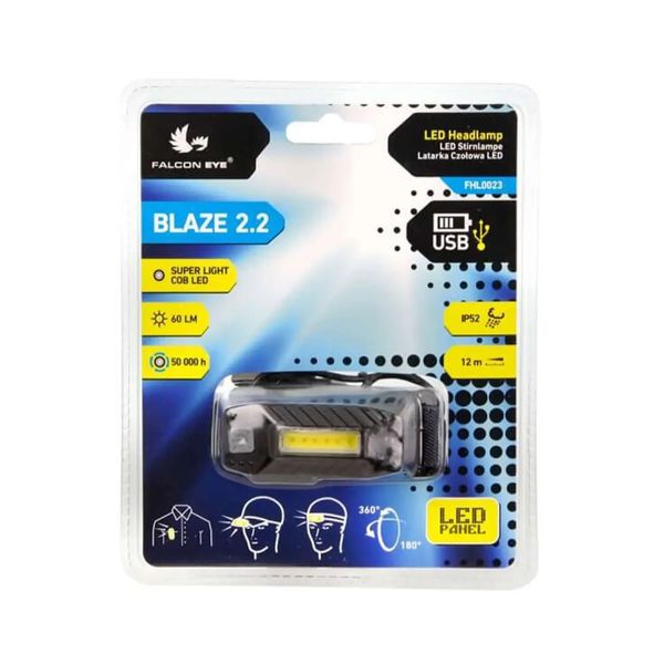 Акумуляторний налобний ліхтар Falcon Eye Blaze 2.2 60 Lm USB DAS301517 фото