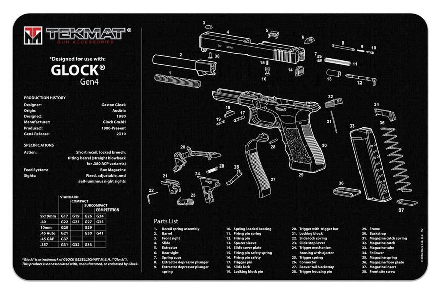 Килимок для пістолета Tekmat Glock Gen4 552.00.02 фото