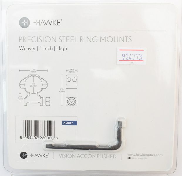 Кільця сталеві Hawke Precision 25.4 мм Weaver, високі 3986.00.86 фото
