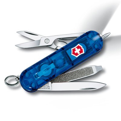 Швейцарский нож Victorinox Signature Lite с ручкой и фонариком / синий полупрозрачный 4001157 фото