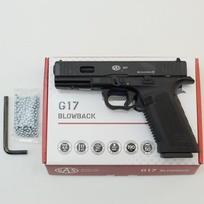 Пистолет пневматический SAS G17 (Glock 17) Blowback. Корпус - пластик 2370.26.57 фото