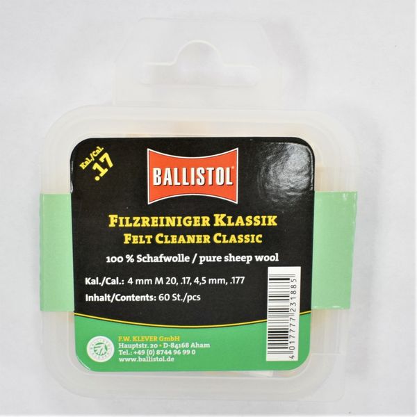 Патч для чистки Ballistol войлочный классический для кал.17. 60шт/уп 429.00.75 фото
