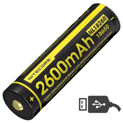 Аккумулятор литиевый Li-Ion 18650 Nitecore NL1826R (2600mAh, USB), защищенный 6-1020-r фото