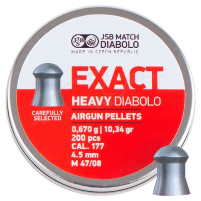 Кулі пневматичні JSB Diabolo Exact Heavy 4.52 мм, 0,67 гр., 200шт. упаковка 1453.05.69 фото