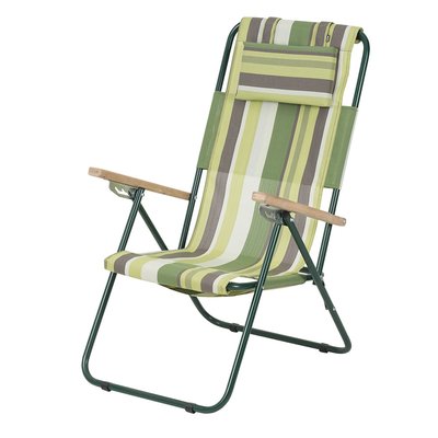 Кресло Шезлонг VITAN "Ясень" d20 мм (текстилен зеленая полоса) 2110016 фото