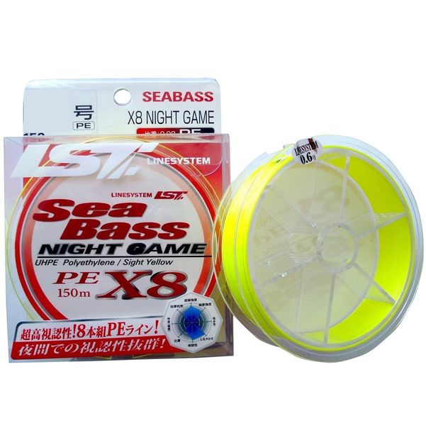 Шнур LineSystem SEA BASS NIGHT GAME PE X8 150m #0.6 9.9 lb/4.49 kg Sight Yellow L6206B фото