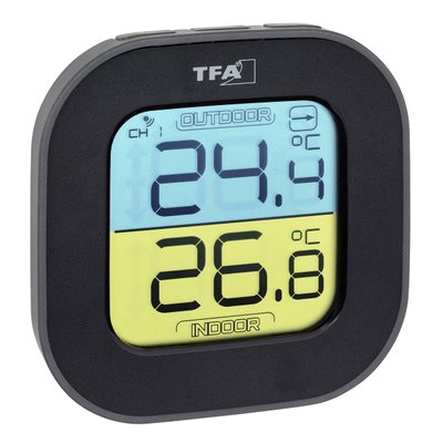 Термометр цифровий TFA Fun чорний зовнішній радіодатчики 88x19x88 мм 30306801 фото