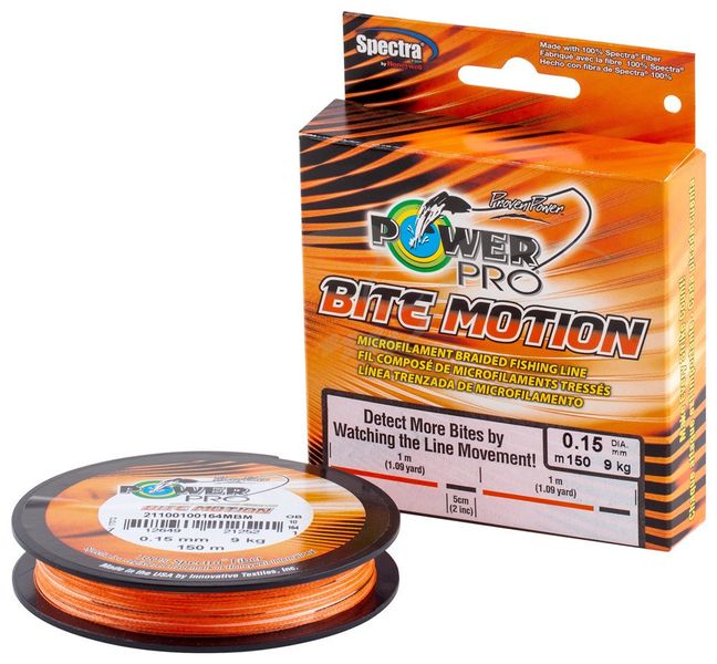 Шнур Power Pro Bite Motion 150m Orange/Black 0.10mm 5kg/11lb 2266.78.67 фото