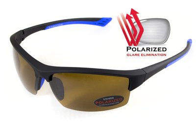 Поляризационные очки BluWater Daytona-1 Polarized (brown) коричневые в черно-синей 4ДЕЙТ1-Г50П фото