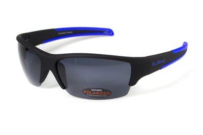 Поляризаційні окуляри BluWater Daytona-2 Polarized (gray) чорні в чорно-синій оправі 4ДЕЙТ2-Г20П фото