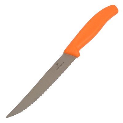 Нож кухонный столовый Victorinox SwissClassic 12 см, серрейтор, оранжевый 4006917 фото